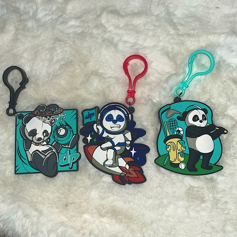 3pc Dude Perfect Panda key chain set.